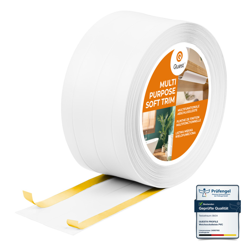 Multifunktionale PVC-Leiste 4in1 – Selbstklebendes Abschlussprofil, Weiß