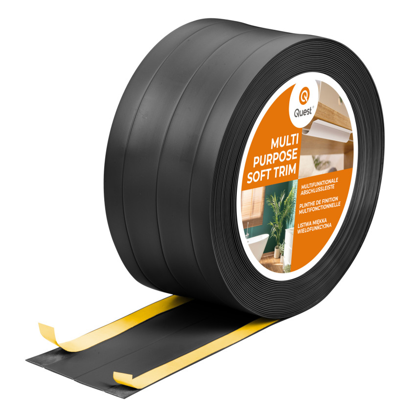 Multifunktionale PVC-Leiste 4in1 – Selbstklebendes Abschlussprofil, Schwarz