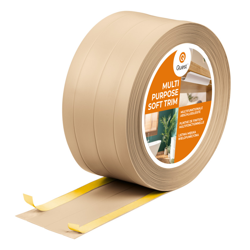 Multifunktionale PVC-Leiste 4in1 – Selbstklebendes Abschlussprofil, Sandfarben