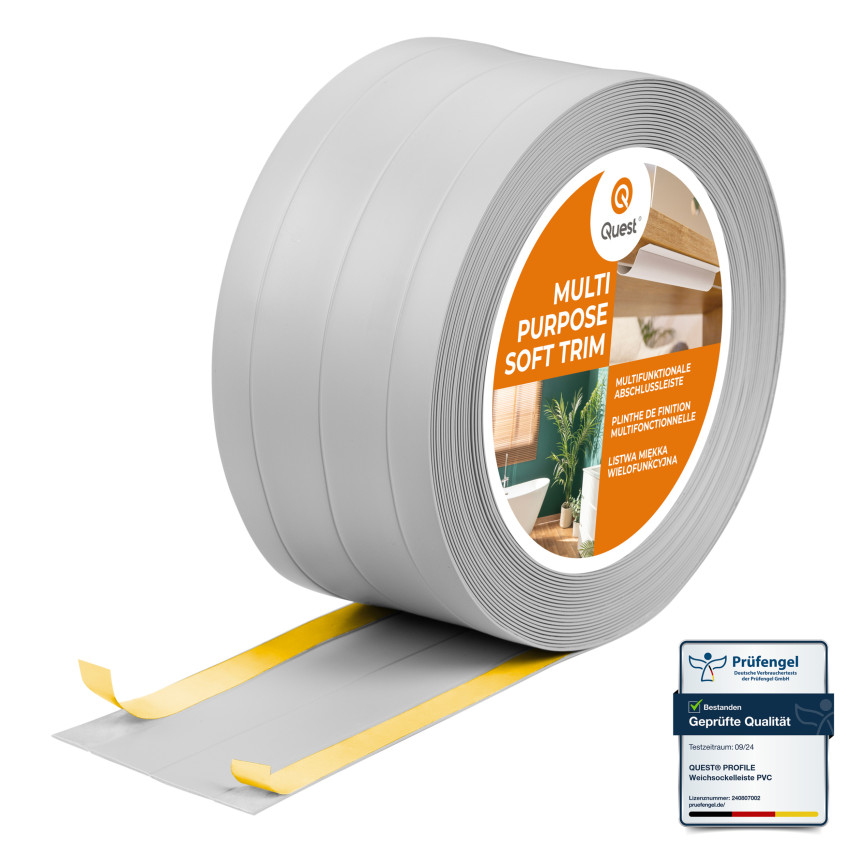 Multifunktionale PVC-Leiste 4in1 – Selbstklebendes Abschlussprofil, Grau