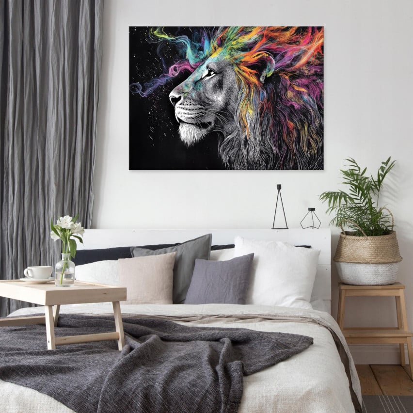 Gemälde für das Wohnzimmer Wohnzimmer Küche Löwe abstrakt auf Tafel Wand 40x30