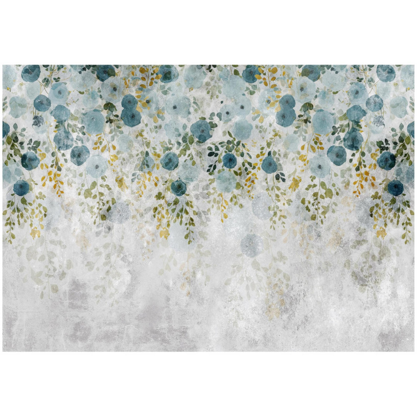 Fototapete Blätter auf Beton Natur Wand für Schlafzimmer Wohnzimmer Tapete 150X105