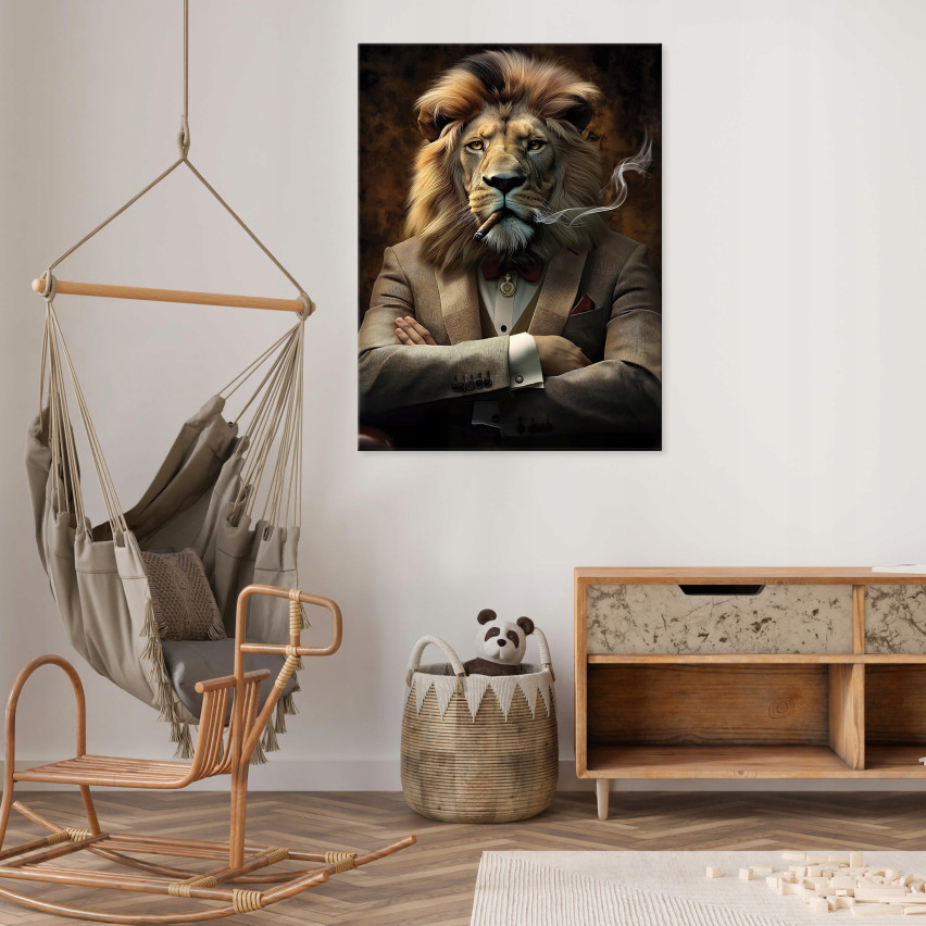 MOTIVATIONELLES LÖWEN-WANDBILD FÜR SCHLAFZIMMER UND ZIMMER-BÜRO 60x40