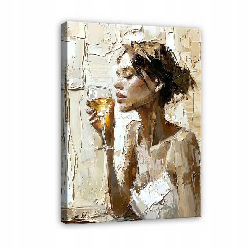 WINE WOMAN IMAGE AS PAINTED ON TILE WALL FOR LIVING ROOM 100x70