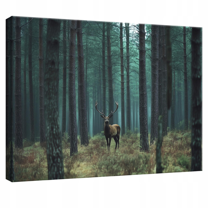 Gemälde für das Wohnzimmer Wohnzimmer Küche Hirsch Natur Wald auf Leinwand Wand 40x30 PP15416