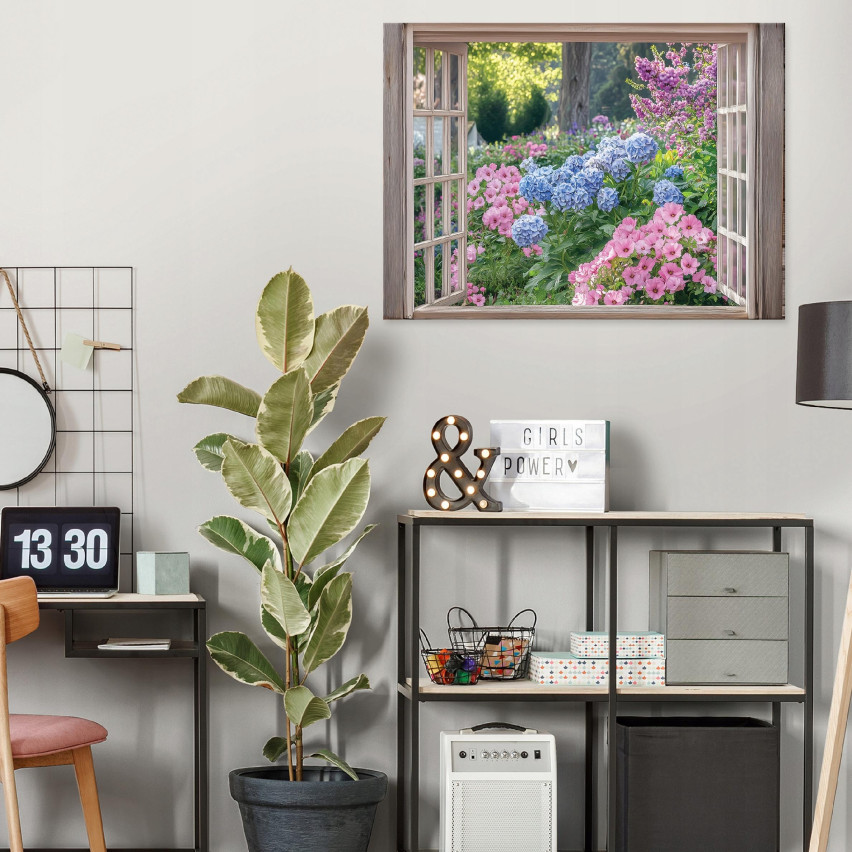 Wandtafel Gemälde Fenster Garten Blumen für Wohnzimmer Wohnzimmer Küche 40x30