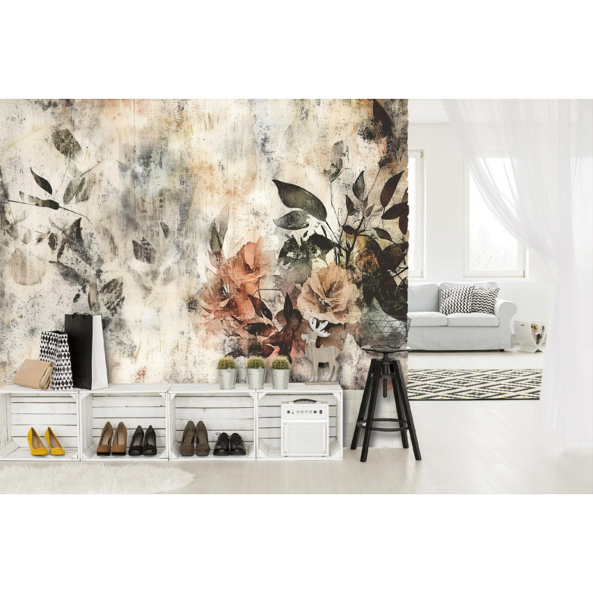 Tapete Blumen Vintage Beton Beige für Schlafzimmer Wohnzimmer Tapete 400X280