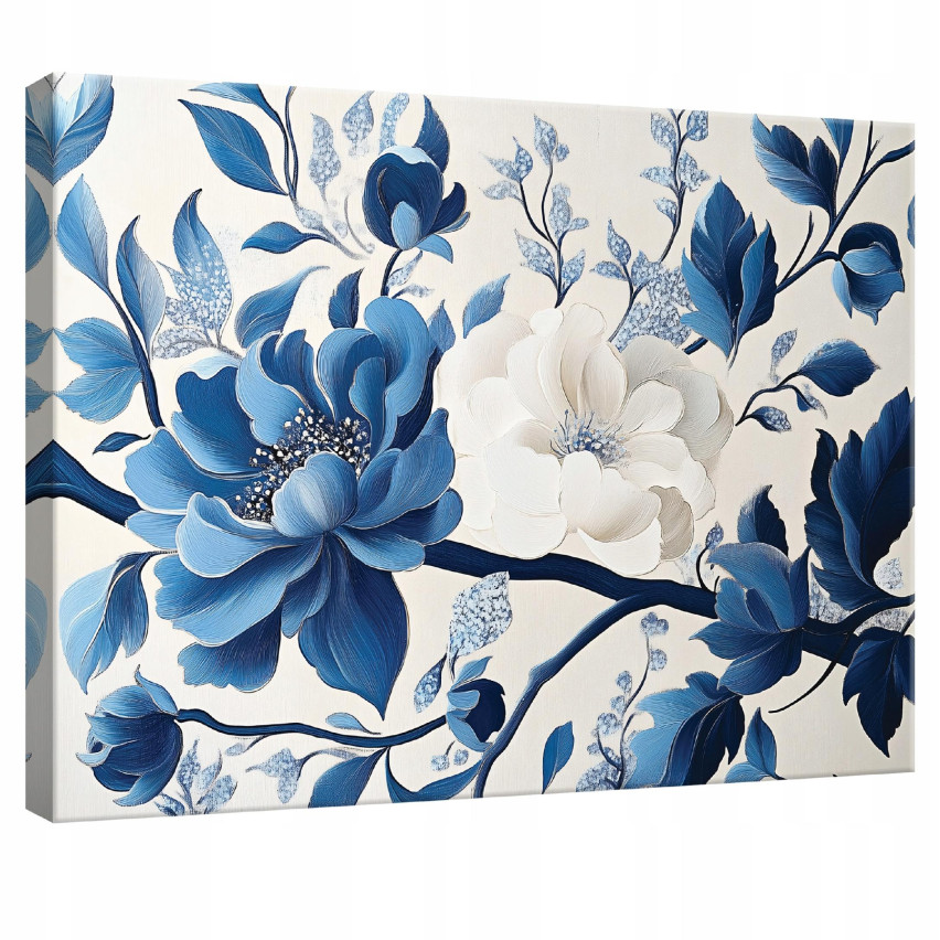 BLAUE BLUMEN FÜR DAS SITZZIMMER WOHNZIMMER KÜCHE 100x70 PP15427