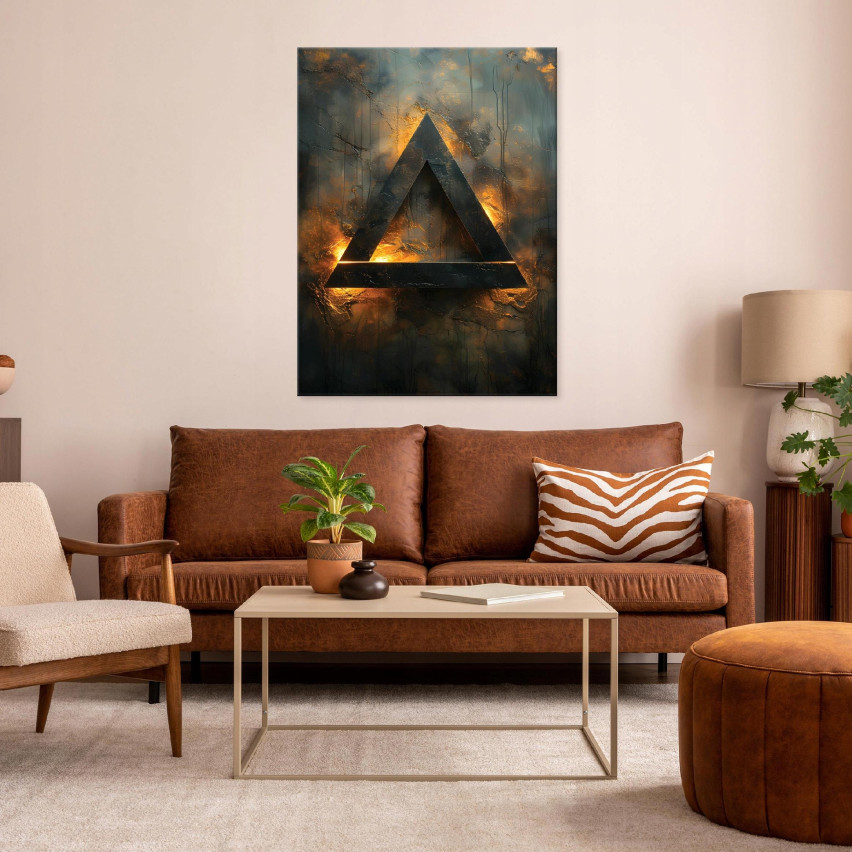 ABSTRACT OF GEOMETRIC FIGURES GOLDEN BLACK FOR SITTING ROOM 60x40