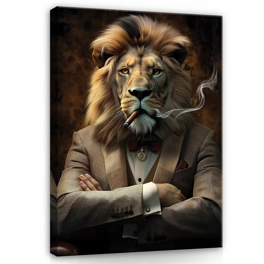 MOTIVATIONELLES LÖWEN-WANDBILD FÜR SCHLAFZIMMER UND ZIMMER-BÜRO 60x40