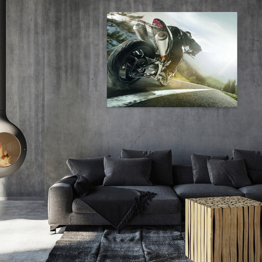 Bild Motorrad-Rennfahrer für das Jugendzimmer 100x70