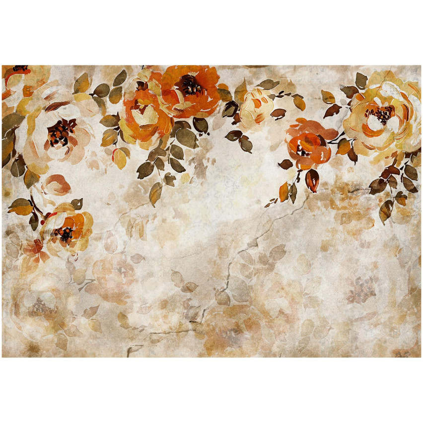 Wallpaper Blumen auf Beton Vintage Rosen für Schlafzimmer Wohnzimmer Tapete 300X210