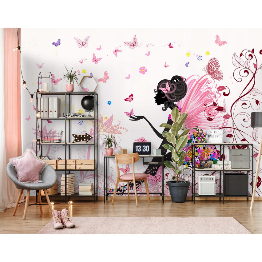Wallpaper für Mädchen Fee Schmetterlinge Blumen Wallpaper für Kinder 350X250