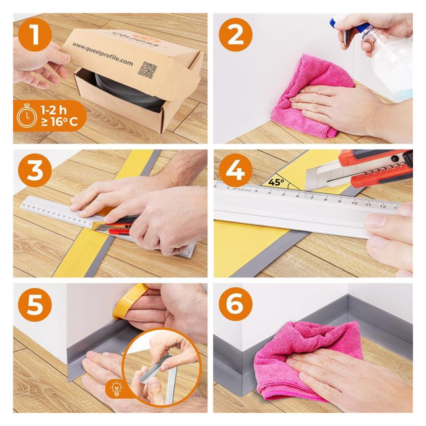 Weichsockelleiste Selbstklebend, Flexibel Bodenleiste, Eckleiste, PVC, 100x25mm, dunkelgrau