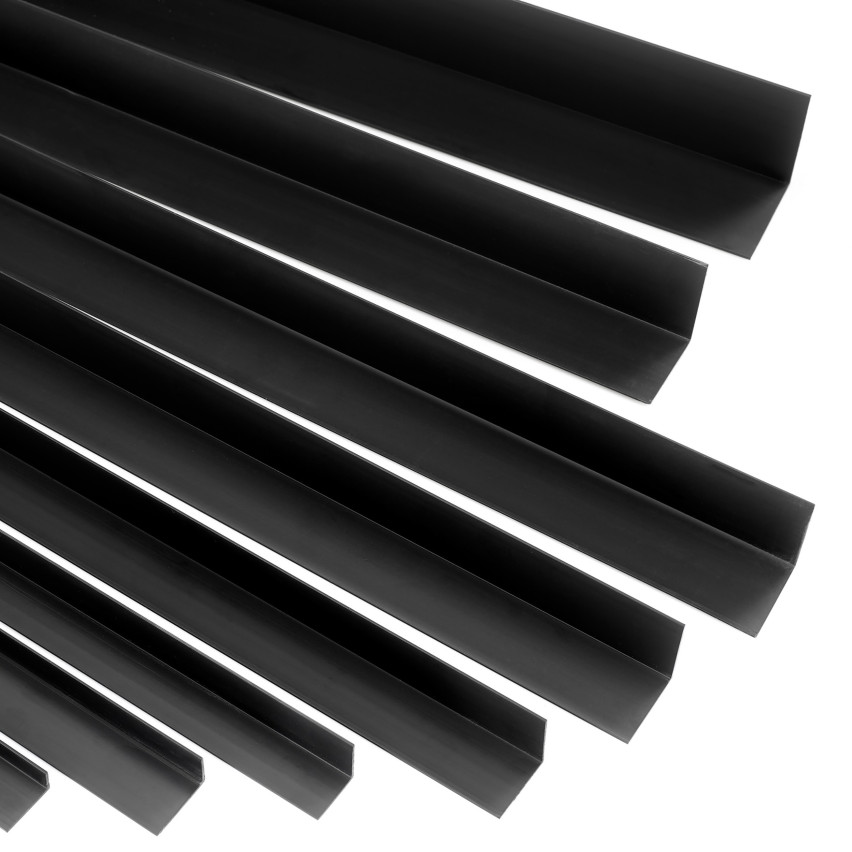  PVC-Eckprofil, ungleich, außen aufgeklebt, Eckschutz, schwarz
