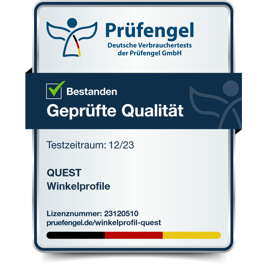 PVC-Eckprofil, ungleich, außen aufgeklebt, Eckschutz, grau