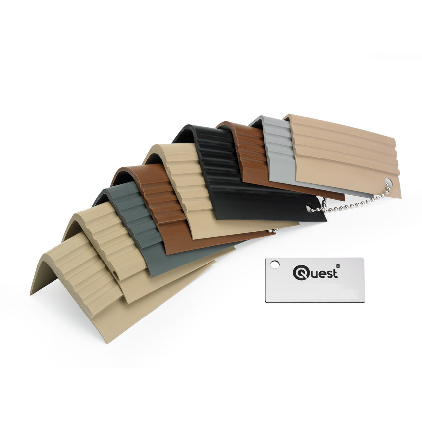 Treppenkantenprofil, Selbstklebend, PVC, Kunststoff, Antirutsch-Profil, Winkelprofil, 40x25mm, dunkelgrau
