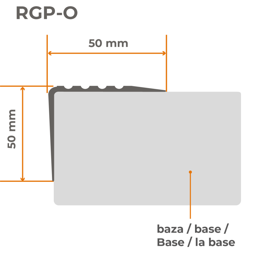 Rutschhemmendes, selbstklebendes Warn-Treppenprofil RGP-O 50x50 mm rot