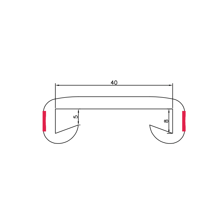 Handlauf PVC, Treppenhandlauf, Treppengeländer, LUX, 40x8mm, grau/rot, 1m