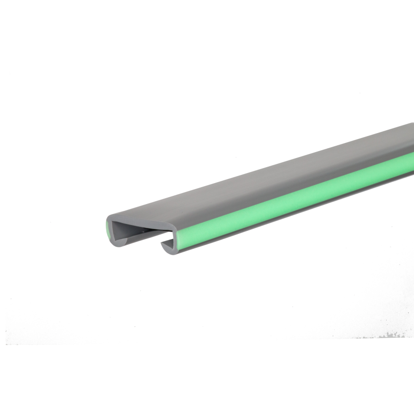 Handlauf Fluoreszierend, PVC Treppenhandlauf 40x8 mm, 1 m, grau, Kunststoffhandlauf, Handlaufverkleidung LUX, Nachtleuchtend