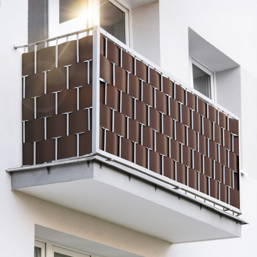 Sichtschutzstreifen für Doppelstabmatten, Sichtschutz für Garten, Zaun und Balkon UV-beständig, 900 g/m2, 19cm, bronze