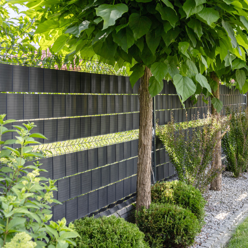 Sichtschutzstreifen für Doppelstabmatten, Sichtschutz für Garten, Zaun und Balkon UV-beständig, 900 g/m2, 19cm, anthrazit