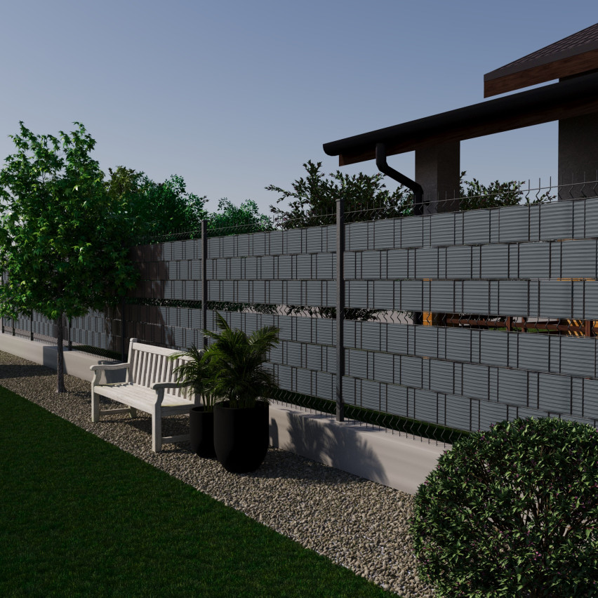 Sichtschutzstreifen für Doppelstabmatten, Sichtschutz für Garten, Zaun und Balkon UV-beständig, 900 g/m2, 19cm, anthrazit