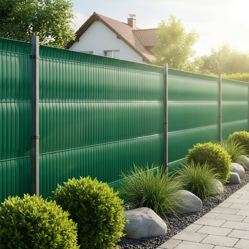 Sichtschutzstreifen für Doppelstabmatten, Sichtschutzlamellen für Zaun UV-beständig, 900 g/m2, zuschneidbar, grün
