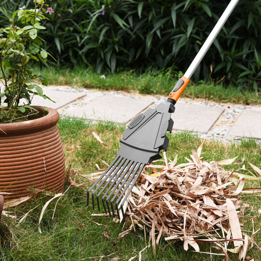 Teleskopischer Gartenrechen für Laub und Gras – 3in1 – QUEST Gartensystem