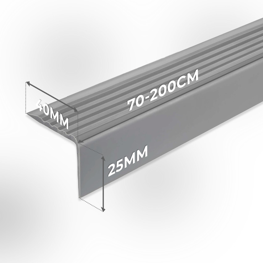 Treppenkantenprofil Selbstklebend 40x25 mm, Treppenprofil PVC für Treppenstufen, Treppenkantenschutz mit Rillen, Antirutsch, Abriebfest, ND, hellbraun
