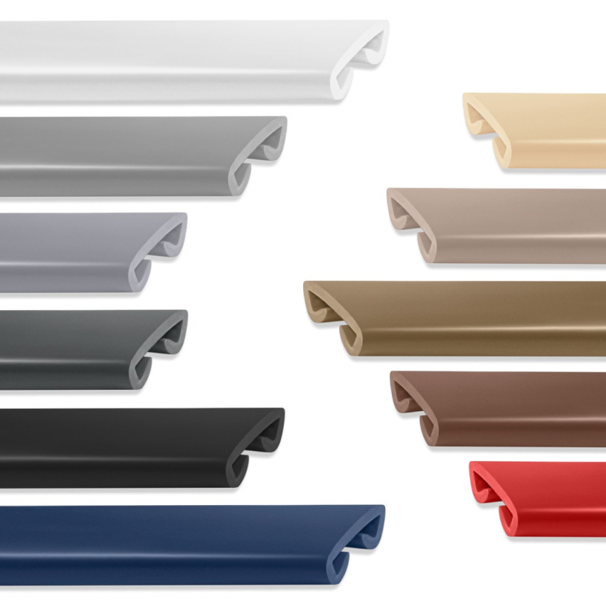 Handlauf PVC, Treppenhandlauf 40x8 mm, Kunststoffhandlauf, Handlaufverkleidung PREMIUM, Rutschfest, grau, 1 m