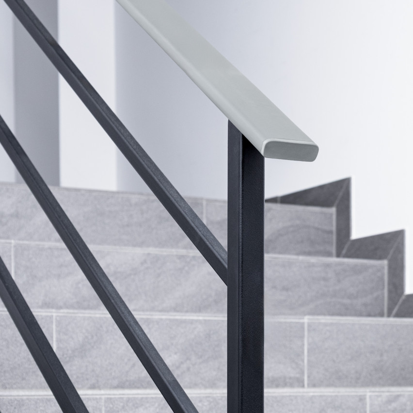 Handlauf PVC, Treppenhandlauf 40x8 mm, Kunststoffhandlauf, Handlaufverkleidung STANDARD, Rutschfest, grau