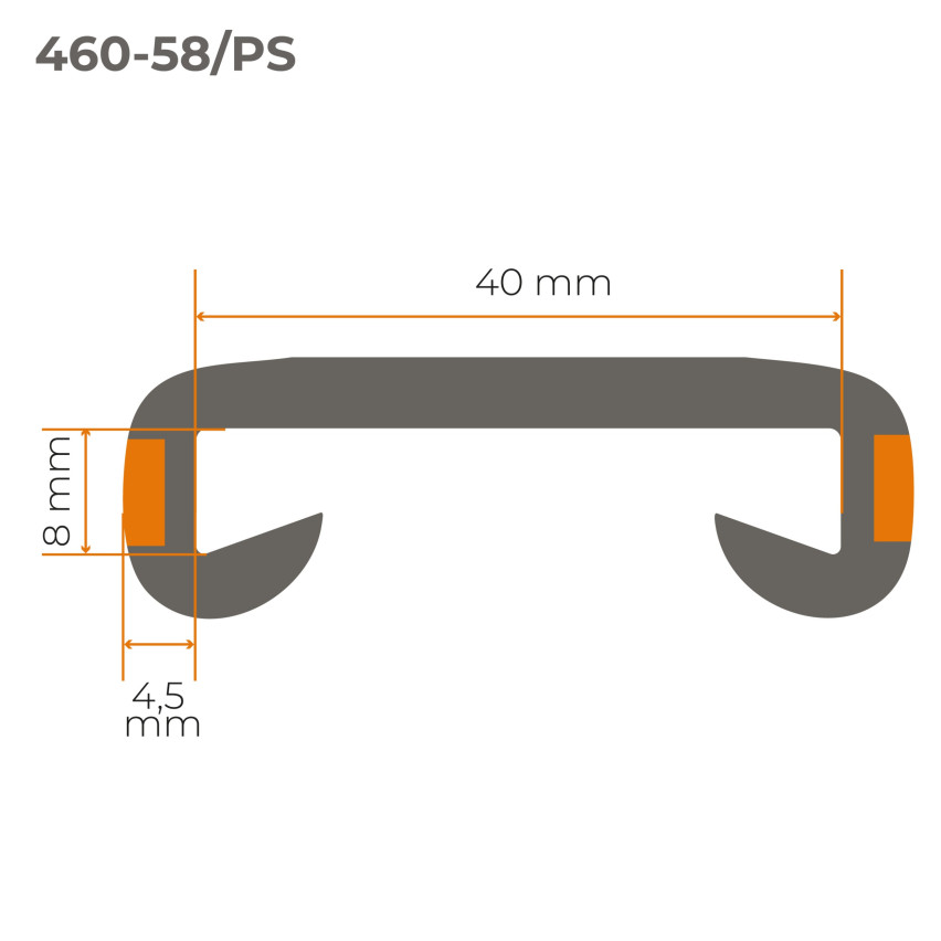 Handlauf PVC, Treppenhandlauf 40x8 mm, Kunststoffhandlauf, Handlaufverkleidung LUX, Rutschfest, grau, 1 m