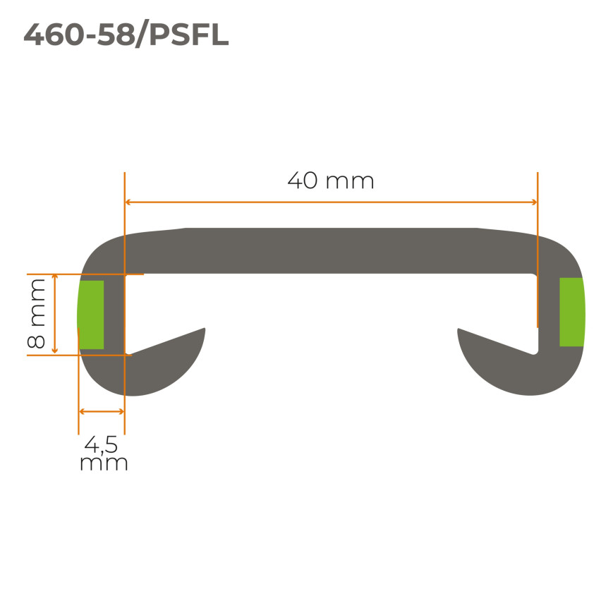 Handlauf Fluoreszierend, PVC Treppenhandlauf 40x8 mm, 1 m, grau, Kunststoffhandlauf, Handlaufverkleidung LUX, Nachtleuchtend