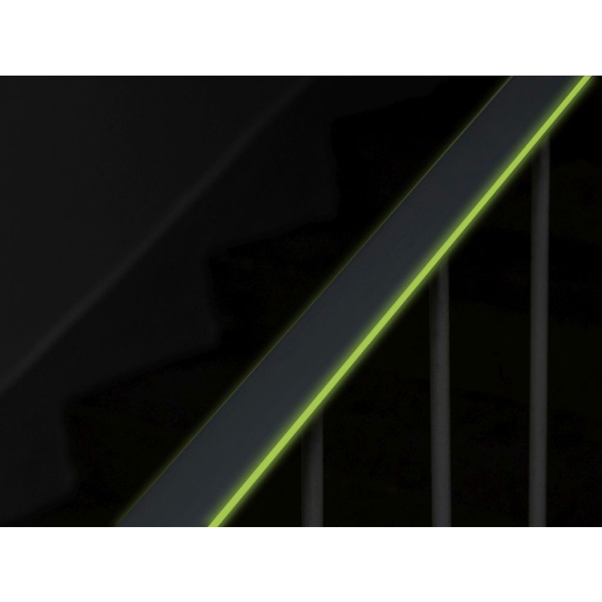 Handlauf Fluoreszierend, PVC Treppenhandlauf 40x8 mm, 1 m, grau, Kunststoffhandlauf, Handlaufverkleidung LUX, Nachtleuchtend