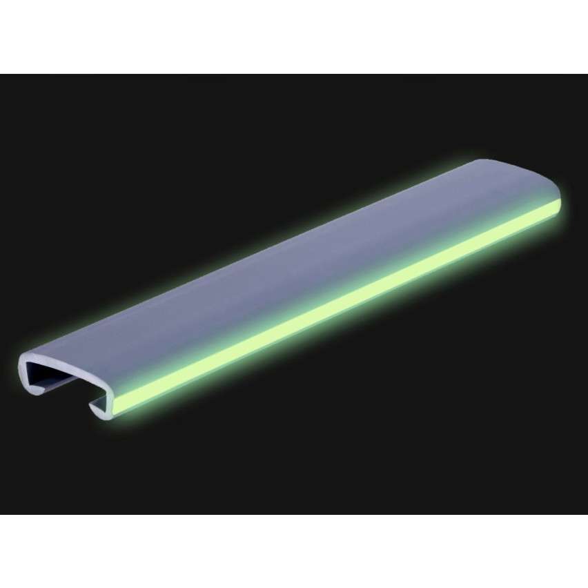 Handlauf Fluoreszierend, PVC Treppenhandlauf 40x8 mm, 1 m, grau, Kunststoffhandlauf, Handlaufverkleidung LUX, Nachtleuchtend