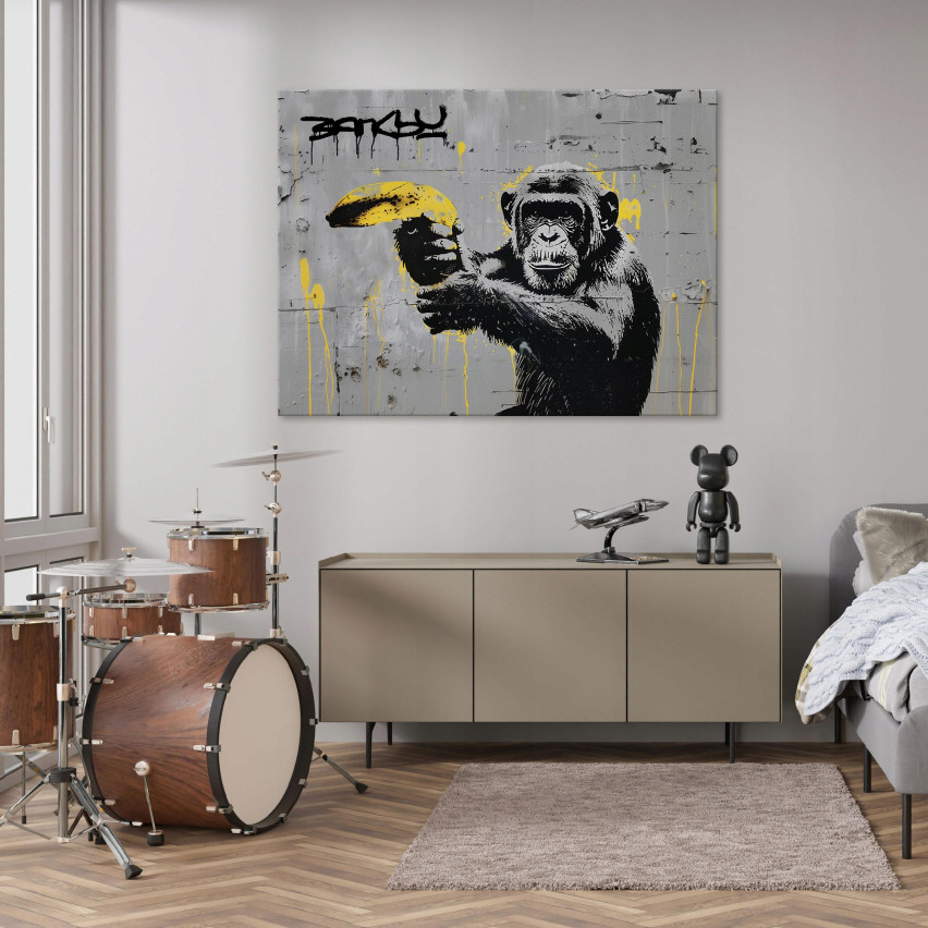 BANKSY MAPA STREET ART GRAFFITI MODERN AUF WANDPLATTE 60x40