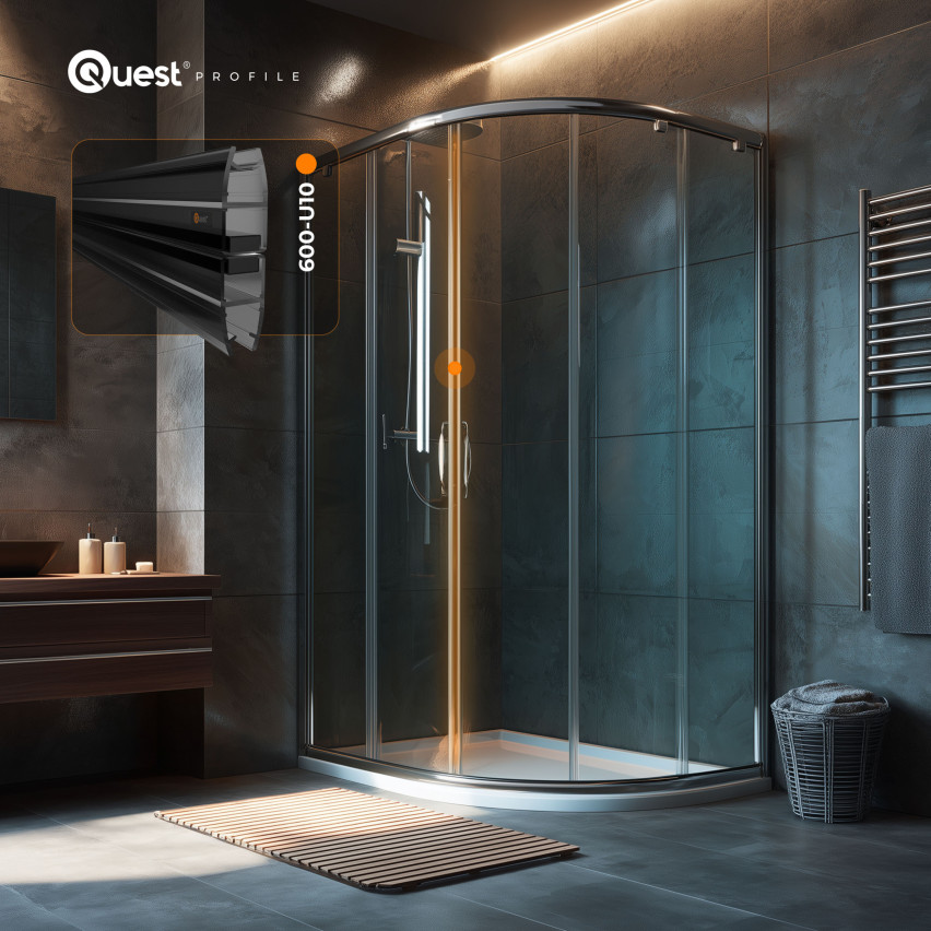 Magnetische Duschdichtung gerade 200 cm schwarz, 2 Stück