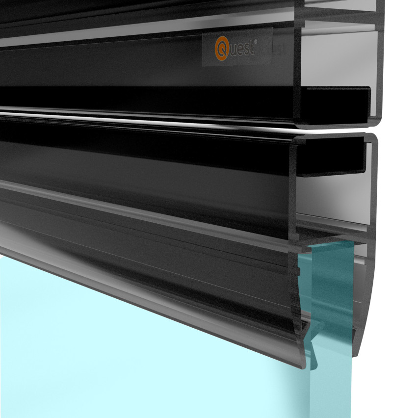 Magnetische Duschdichtung gerade 200 cm schwarz, 2 Stück