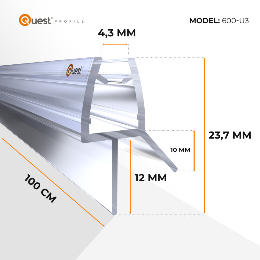 Duschdichtung unten 100 cm klar, 2 Stück