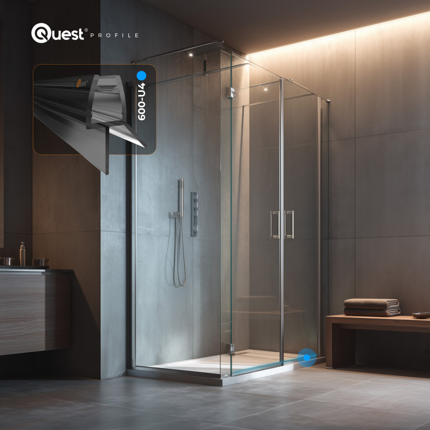 Duschdichtung unten 100 cm schwarz, 2 Stück