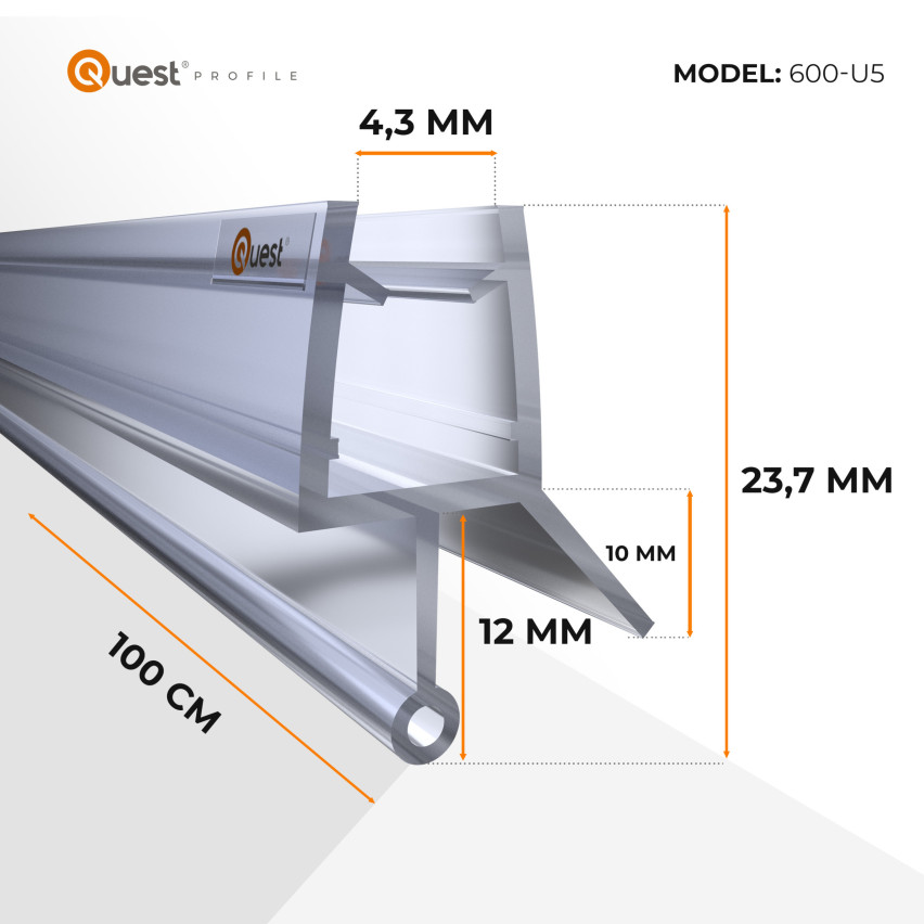 Bodendusche 100 cm transparent, rund, mit abgerundetem Tunnel, 2 Stück