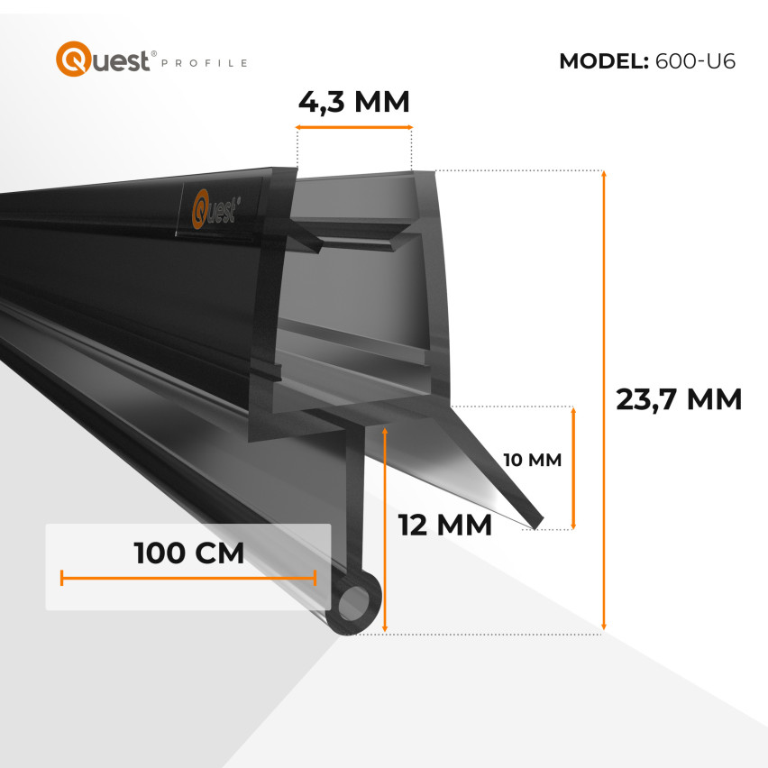 Bodendichtung 100 cm schwarz, rund, mit abgerundetem Tunnel, 2 Stück