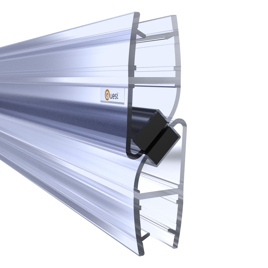 Magnetische Winkel-Duschdichtung 200 cm transparent, 2 Stück