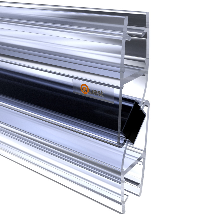 Magnetische Winkel-Duschdichtung 200 cm transparent, 2 Stück