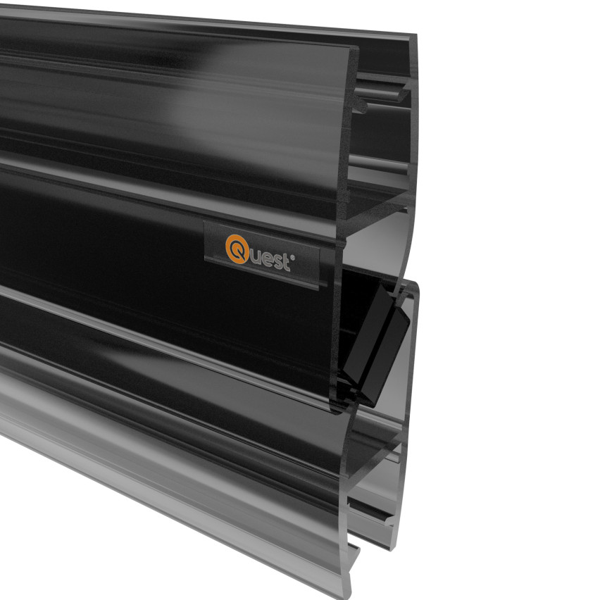 Magnetische Winkel-Duschdichtung 200 cm schwarz, 2 Stück