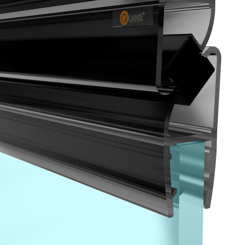 Magnetische Winkel-Duschdichtung 200 cm schwarz, 2 Stück