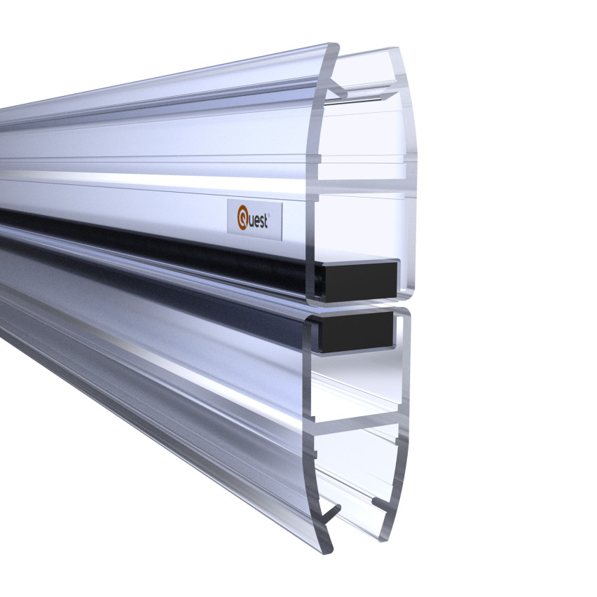 Magnetische Duschdichtung gerade 200 cm transparent, 2 Stück