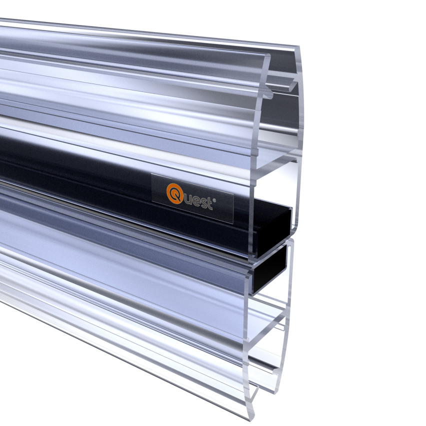 Magnetische Duschdichtung gerade 200 cm transparent, 2 Stück