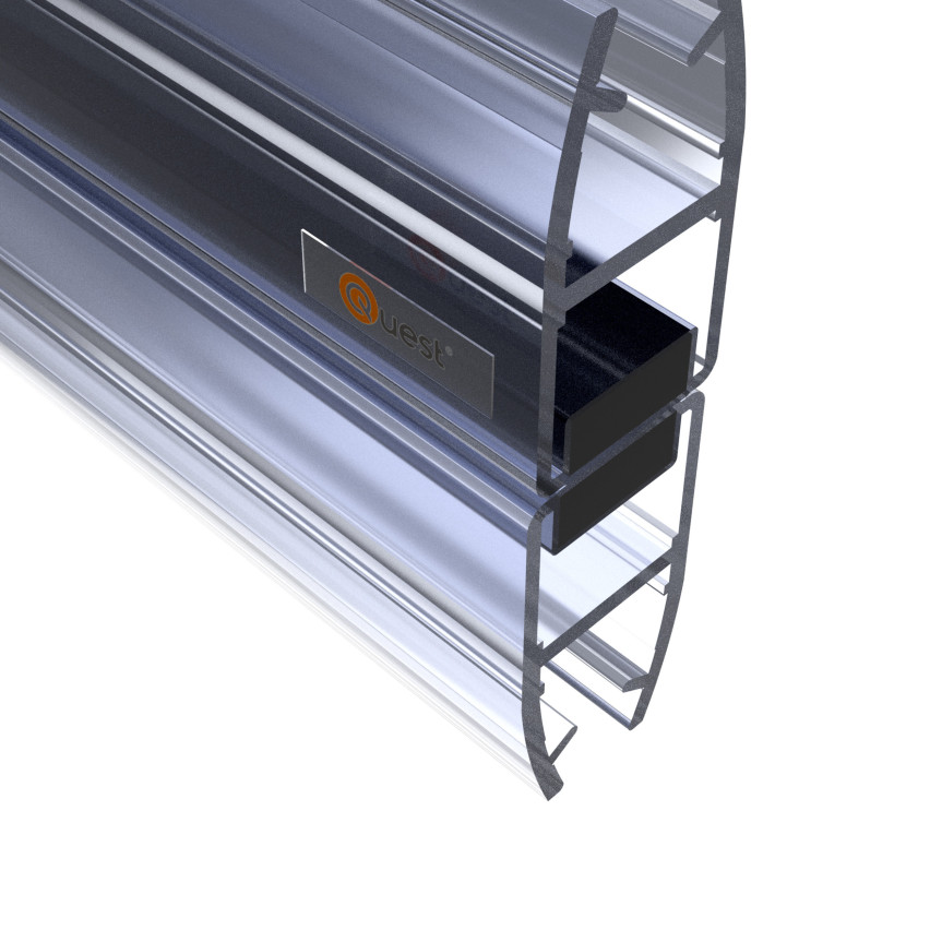 Magnetische Duschdichtung gerade 200 cm transparent, 2 Stück